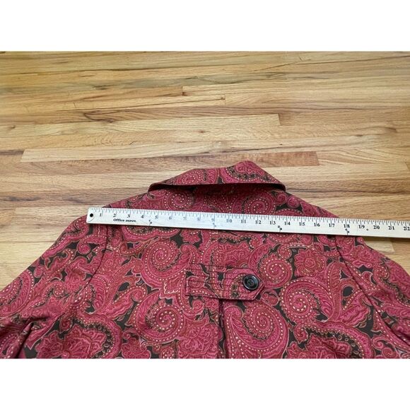 Talbots Women's L Pink Coat Cotton Pea Paisley Stretch Boho Career Swing Jacket - Picture 7 of 10